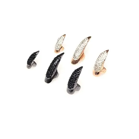 Punk Gothic Alloy Rhinestone Eagle Claw Nail Ring Full Pave Crystal Finger Nail Decoration Unisex Hip Hop Jewelry Ring