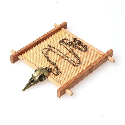 Punk Gothic 3D Metall Krähenschädel Anhänger Halskette Halloween Schmuck Retro Legierung Vogel Skelett Dunkler Stil Halsketten