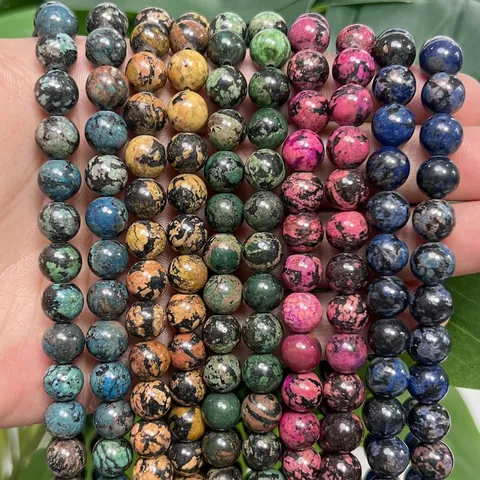 Multicolor Snowflake Turquoise Beads Natural Stone Round Beads For DIY Jewelry Making Handmade Bracelet Necklace Accessories Artisan Materials