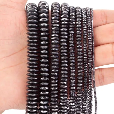Gefacetteerde Platte Hematiet Kralen Abacus Spacer Kralen Voor DIY Armband Ketting Sieraden Maken Gegalvaniseerde Steen Kralen