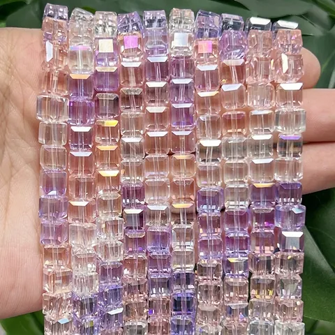 Gefacetteerde Vierkante Kunstkristal Glas Kralen AB Kleur Tussenkralen Voor DIY Sieraden Maken Armband Ketting Vrouwen