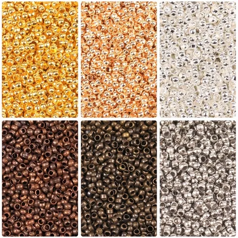 Copper Crimp Beads For DIY Jewelry Making Round Positioning Spacer Beads For Bracelet Necklace Making Material Findings