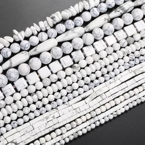 Natural White Howlite Stone Beads Round Square Rondelle Spacer Beads For DIY Jewelry Making Necklaces Bracelets Accessories