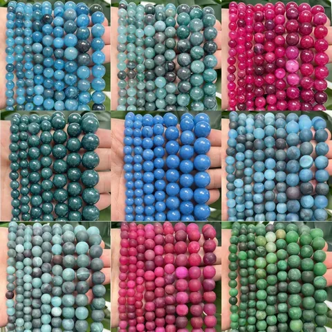 Cuentas Redondas de Ágata Calcedonia Optimizada Pulidas Mate Piedras Preciosas Sueltas para Accesorios de Joyería DIY Pulsera Artesanía