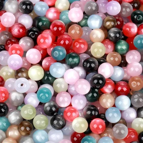 Perline in Resina Occhio di Gatto Finto Tonde Glitterate Perline Sfuse DIY Accessori Gioielli Fatti a Mano per Braccialetto