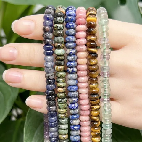 Naturstein Kristall Achat Abakus Perlen Scheiben Spacer Lose Perlen Für Handgemachte DIY Schmuckherstellung Armband Halskette Großhandel