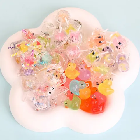 Lichtgevende Hars Charms Leuke Dieren Koffiekop Zeedieren Hangers Voor DIY Oorbel Ketting Sieraden Maken Accessoires
