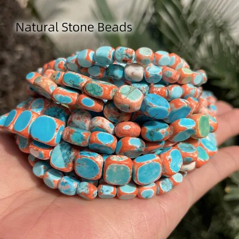 Magnesite Square Beads Lake Blue Orange Purple Stone Cube Beads For DIY Jewelry Making Necklaces Bracelets Accessory