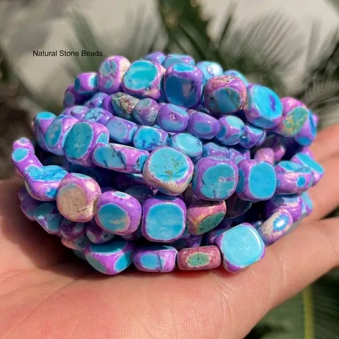 Magnesite Square Beads Lake Blue Orange Purple Stone Cube Beads For DIY Jewelry Making Necklaces Bracelets Accessory