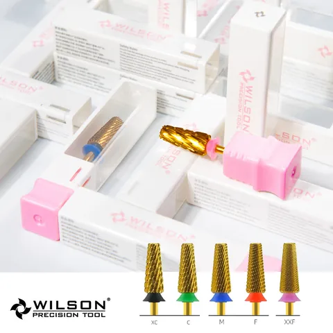Professional 5-in-1 Titanium Steel Nail Drill Bit Gold Titanium Nitride Coating Straight Cone Shaped Manicure Accessory For Gel Polish Removal Tool