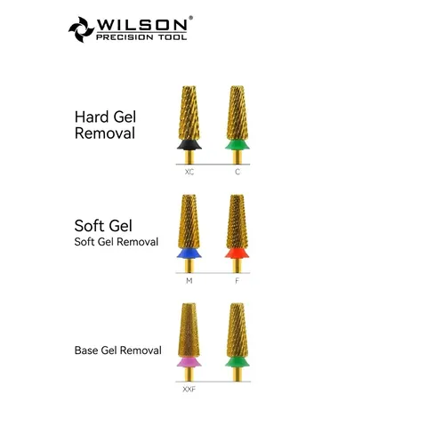 Professional 5-in-1 Titanium Steel Nail Drill Bit Gold Titanium Nitride Coating Straight Cone Shaped Manicure Accessory For Gel Polish Removal Tool