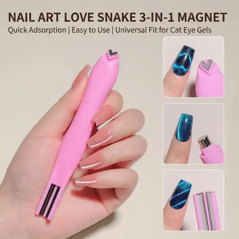 3-in-1 Herz Schlangenmuster Katzenauge Nagelmagnet Zauberstab Multifunktionales Magnetwerkzeug Für Nagellack Gel DIY Zubehör