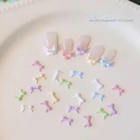 Macaron Mini Strik Nagelkunst Charms Hars 3D Strik Nageldecoraties Gemengde Kleuren Voor DIY Manicure Vrouwen Schoonheidsaccessoires