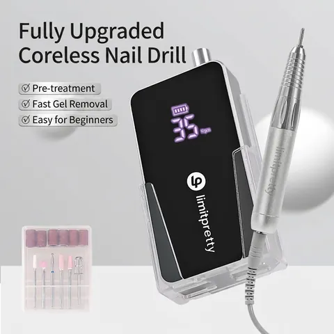 Professional 35000RPM Brushless Electric Nail Drill Machine Portable Rechargeable Nail Polisher With LCD Display For Nail Salon