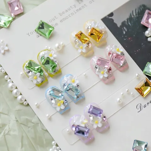 Nagelkunst Decoratie Kit Lente Zomer Madeliefje Hars Charms Glas Strass Kunstparel Mix DIY Manicure Materialen Sieraden
