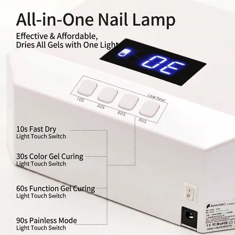 NAKANO Portable Professional UV LED Nail Lamp 36W Rechargeable Induction Nail Dryer With LCD Display For Manicure Salon