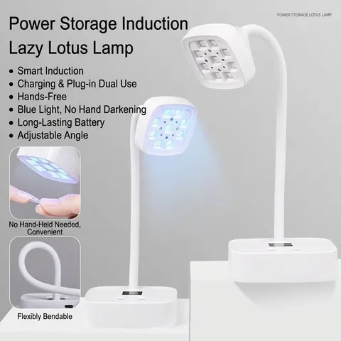 Professional Desktop LED Nail Lamp Flexible Gooseneck Lotus Nail Dryer With Smart Sensor Rechargeable Curing Light For Manicure