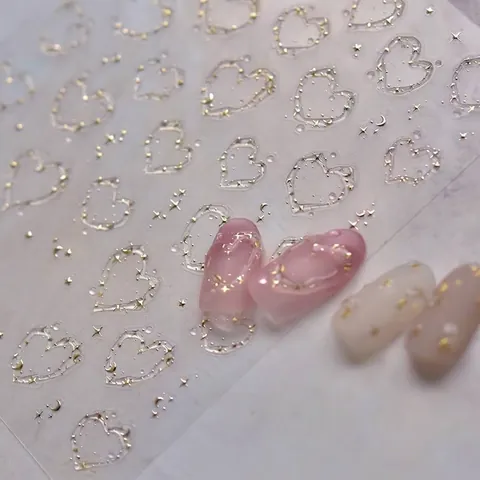 3D Jelly Nail Art Stickers Goud Zilver Bronzing Ster Maan Hart Patroon Ins Stijl Zelfklevende Manicure DIY Decoratie