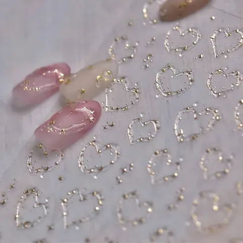 3D Jelly Nail Art Stickers Goud Zilver Bronzing Ster Maan Hart Patroon Ins Stijl Zelfklevende Manicure DIY Decoratie