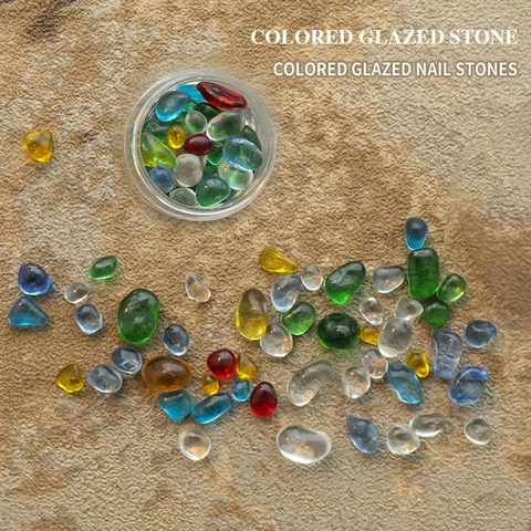 Unregelmäßige Farbige Glasierte Stein Nagelkunst Strass Glas Gebrochene Muschelstücke Für DIY Maniküre Dekoration Zubehör