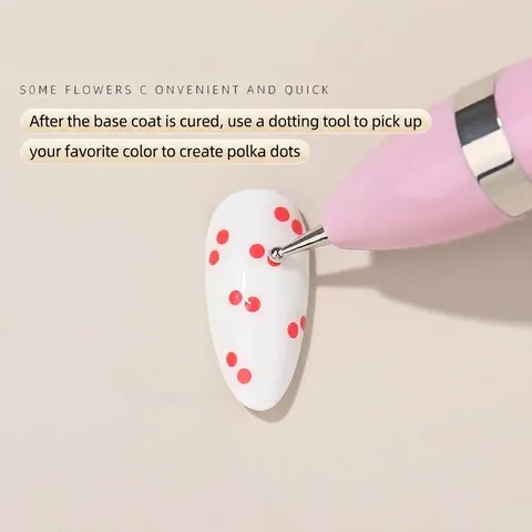 Pink 4 In 1 Nail Dotting Pen Press Rotating Manicure Tool For Rhinestones Dotting DIY Nail Art Decoration Professional Beauty Tool