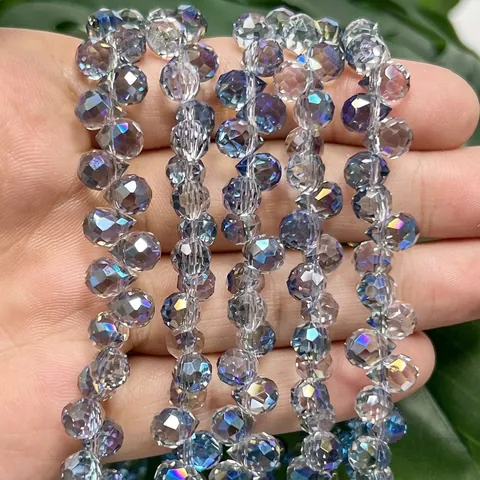 Faceted Water Drop Artificial Crystal Beads For Jewelry Making DIY Crafts Sparkling Transparent Blue Glass Beads For Accessories