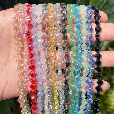 Faceted Flower Clover Artificial Crystal Beads Glass Spacer Beads For DIY Bracelet Necklace Earring Jewelry Making Accessory