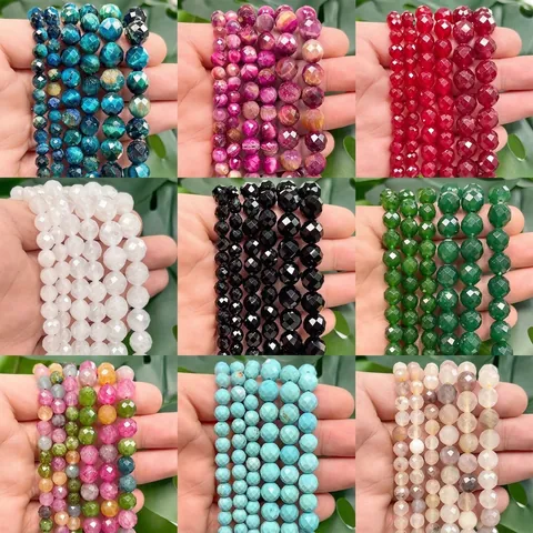 Gefacetteerde Natuursteen Kralen Tijgeroog Agaat Chalcedoon Kwarts Losse Kralen Voor DIY Sieraden Maken Armband Ketting Accessoires