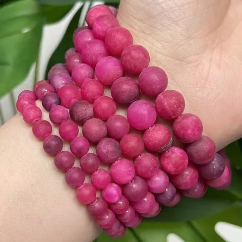 Matte Rose Red Agate Round Loose Beads Frosted Natural Stone Beads For DIY Jewelry Making Bracelet Necklace Weaving Accessories