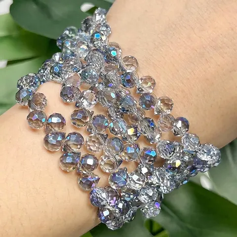 Faceted Water Drop Artificial Crystal Beads For Jewelry Making DIY Crafts Sparkling Transparent Blue Glass Beads For Accessories