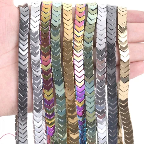 Electroplated Hematite Arrow Beads Chevron Natural Stone Loose Beads For DIY Jewelry Making Bracelet Necklace Headwear Accessory
