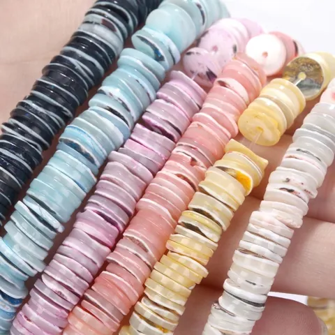 Natural Trochus Shell Beads Flat Round Heishi Spacer Shell Pieces For DIY Jewelry Making Bracelet Necklace Handmade Craft