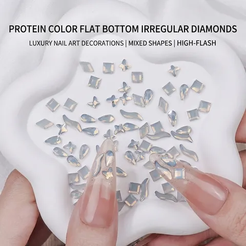 Acrylic Opal Color Flat Back Nail Art Rhinestones Mixed Shapes Shiny Nail Art Decorations For Manicure DIY Nail Jewelry