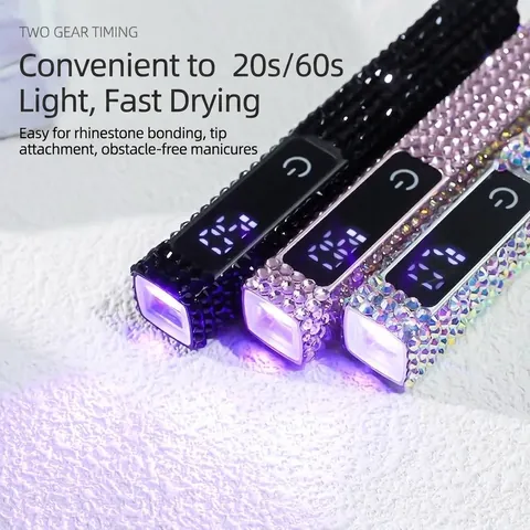 Handheld Mini Nail Lamp Rechargeable UV LED Light For Gel Nails Portable Rhinestone Inlaid Fast Curing Lamp Nail Art Tool For Women