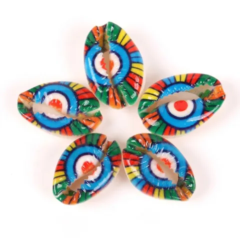 Natural Cowrie Shell Evil Eye Printed Beads For Jewelry Making DIY Handmade Necklaces Bracelets Bohemian Ethnic Shell Accessories