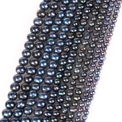 Black Near Round Artificial Pearl Loose Beads For DIY Jewelry Making Handmade Necklace Bracelet Accessory Materials Strand