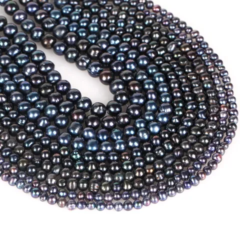 Black Near Round Artificial Pearl Loose Beads For DIY Jewelry Making Handmade Necklace Bracelet Accessory Materials Strand
