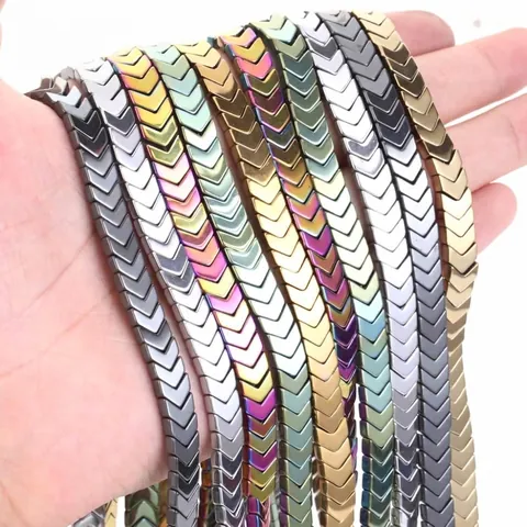 Electroplated Hematite Arrow Beads Chevron Natural Stone Loose Beads For DIY Jewelry Making Bracelet Necklace Headwear Accessory