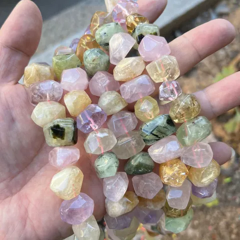 Perline Cilindriche Sfaccettate Irregolari in Cristallo Naturale Perline per Gioielli Fai da Te Collana Bracciale Ametista Citrino