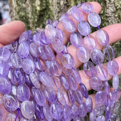 Perle Sfuse in Ametista Brasiliana Naturale Lucidata Viola Disco Ovali Pietre Irregolari per Creazione di Gioielli Fai-da-te Collana Bracciale