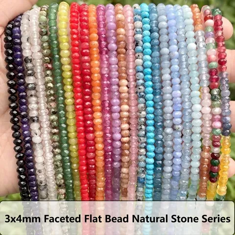 Perles en Pierre Naturelle Rondelles Facettées Améthyste Agate Calcédoine Perles En Vrac Pour Bricolage Bracelet Collier Accessoires De Bijoux