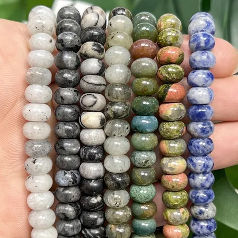 Natuursteen Abacus Kralen Blauwe Puntsteen Flashlight Labradoriet Rondelle Tussenkralen DIY Sieraden Maken Benodigdheden