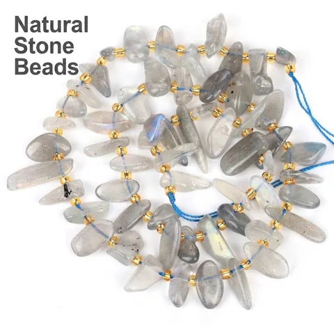 Cuentas de Fragmentos de Piedra de Cristal Naturales Irregulares con Perforación Lateral para Fabricación de Joyas DIY