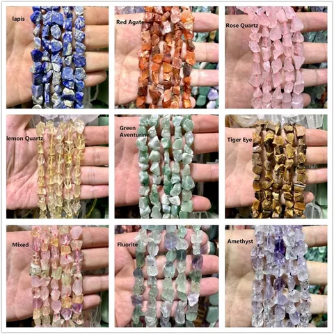 Piedra Natural Cristal Fragmentos Irregulares Cuentas Sueltas Para Accesorios De Fabricación De Joyas DIY Ágata Lapis Amatista Cuarzo Cuentas De Piedra Bruta