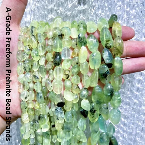 Natural Prehnite Irregular Nugget Beads Transparent Green Semi-Precious Gemstone Loose Beads For Jewelry Making DIY Bracelet Necklace Handcraft