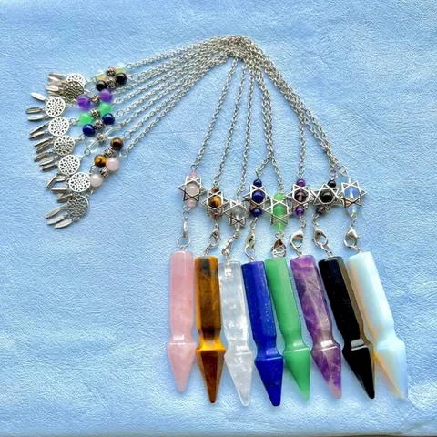Natural Crystal Arrowhead Pendulum Necklace For Women Hexagram Dreamcatcher Feather Charm Healing Stone Pendant Spiritual Jewelry