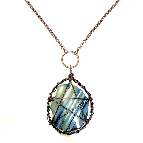 Collana con Ciondolo a Stella Avvolta Manualmente Pietra Naturale Ametista Occhio di Tigre Amazonite Gioielli Bohemian Donna