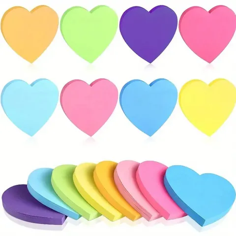 Creative Fluorescent Sticky Notes Heart Star Shaped Self Adhesive Memo Pads Colorful Message Stickers For Students Office School Supplies