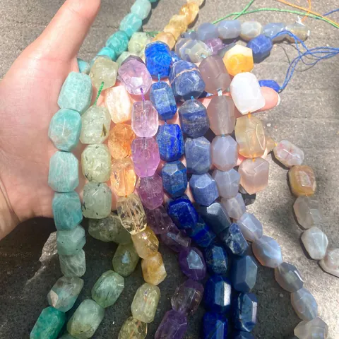 Natural Crystal Gemstone Faceted Barrel Beads DIY Jewelry Making Accessory For Bracelet Necklace Making 19 Beads Strand