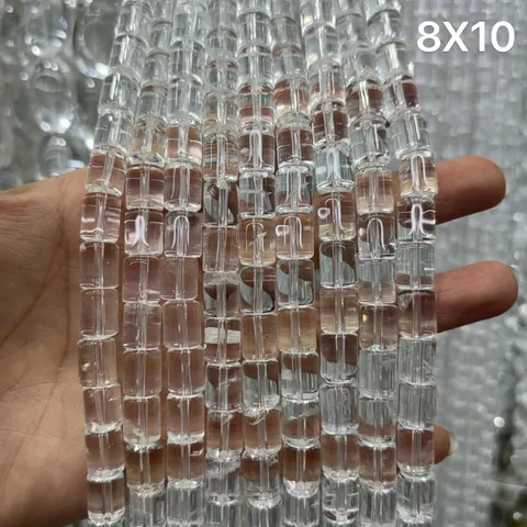 Natuurlijke Braziliaanse Witte Kristallen Cilindrische Buis Kralen Graad A Heldere Kwarts Losse Kralen Voor DIY Sieraden Maken Handgemaakte Armband Ketting Materialen
